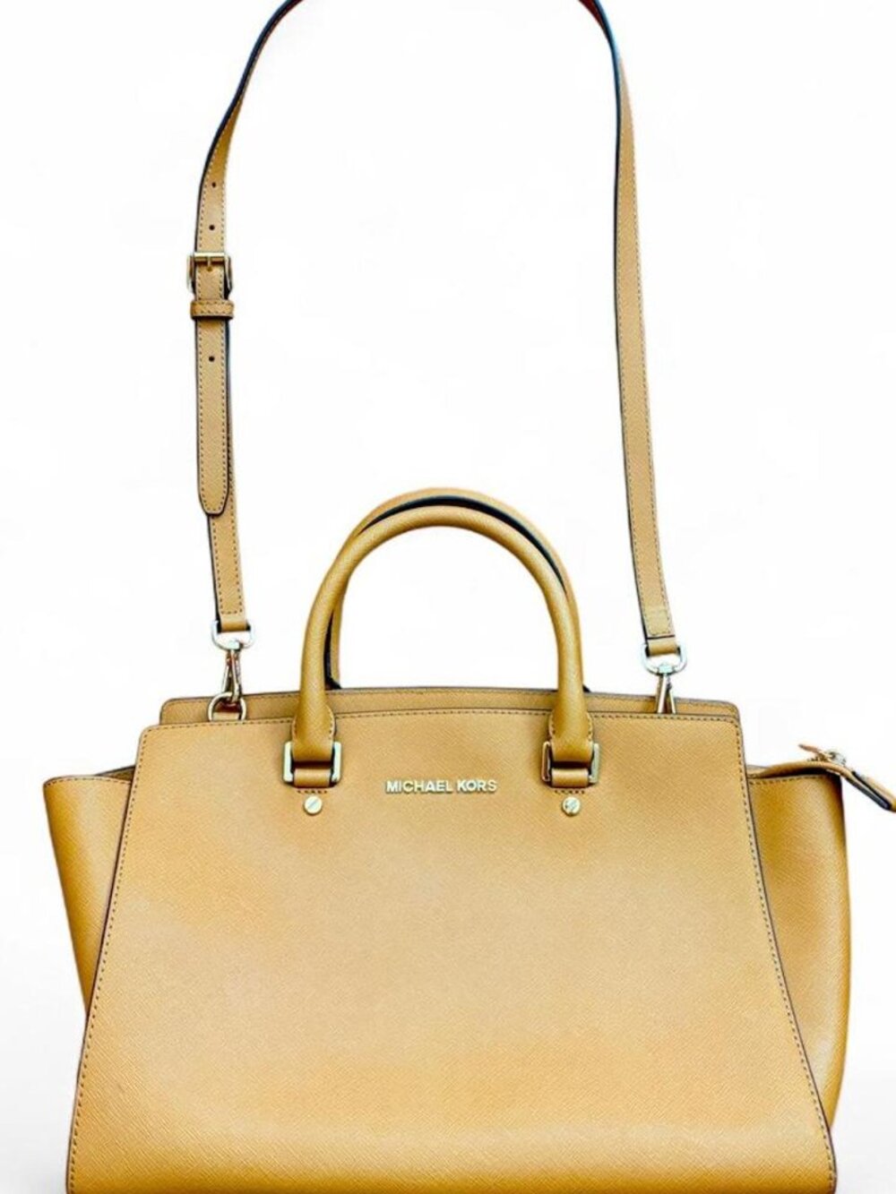Michael Kors Selma Large Saffiano Leather Satchel Camel/Tan - Picture 6 of 6